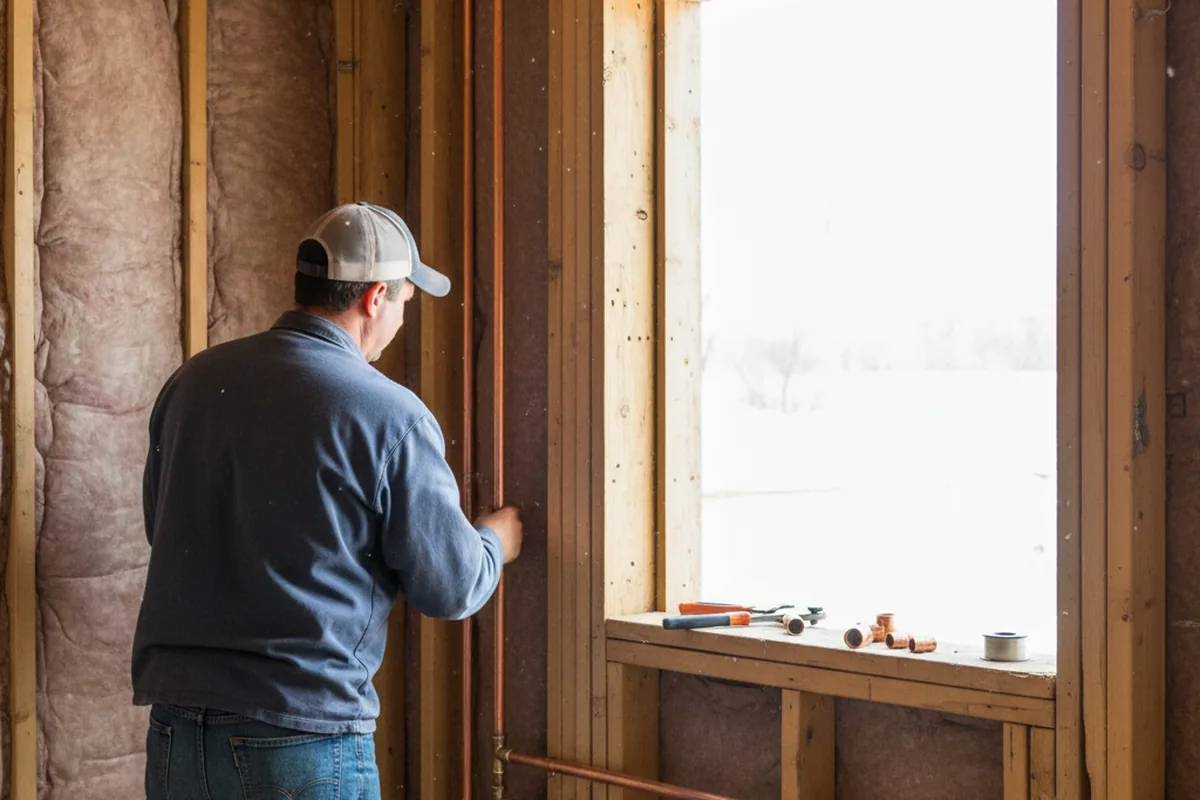 Licensed plumber running new copper supply lines in a Toccoa home